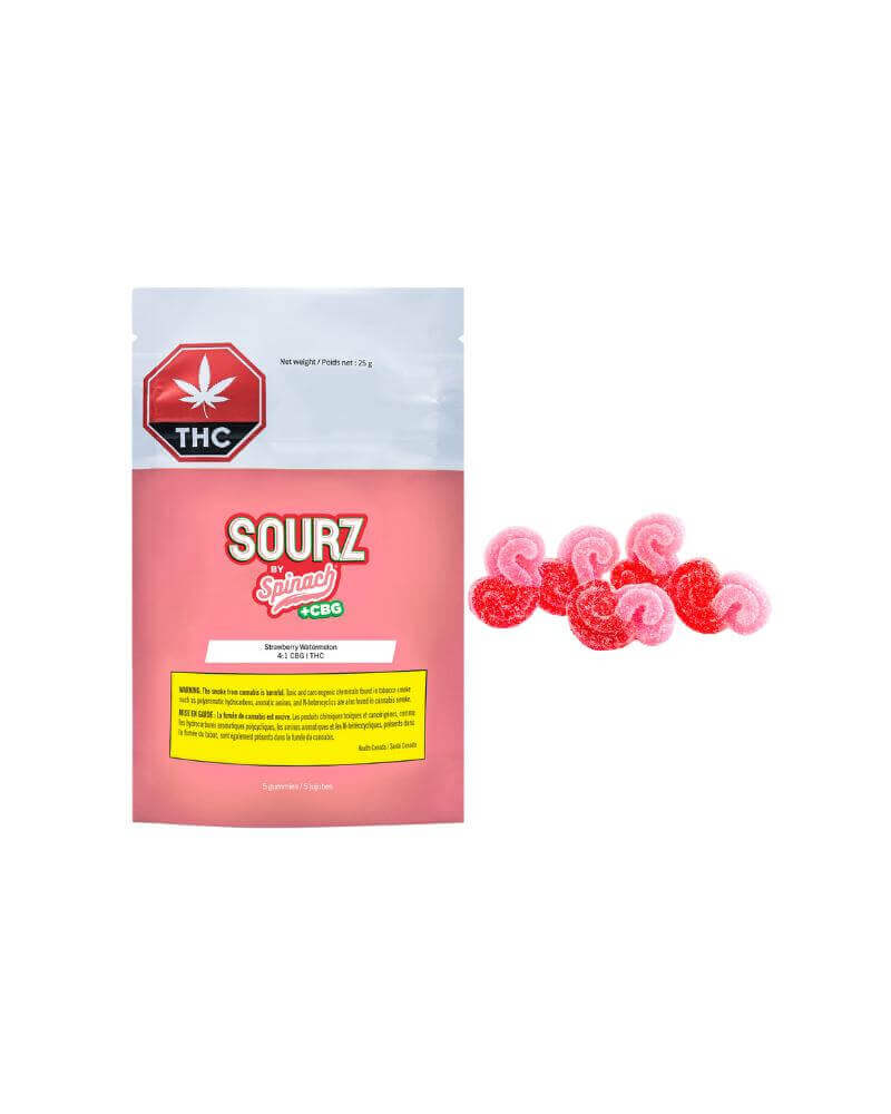 SOURZ by Spinach - SOURZ by Spinach Strawberry Watermelon 4:1 CBG:THC 5pk Soft Chews